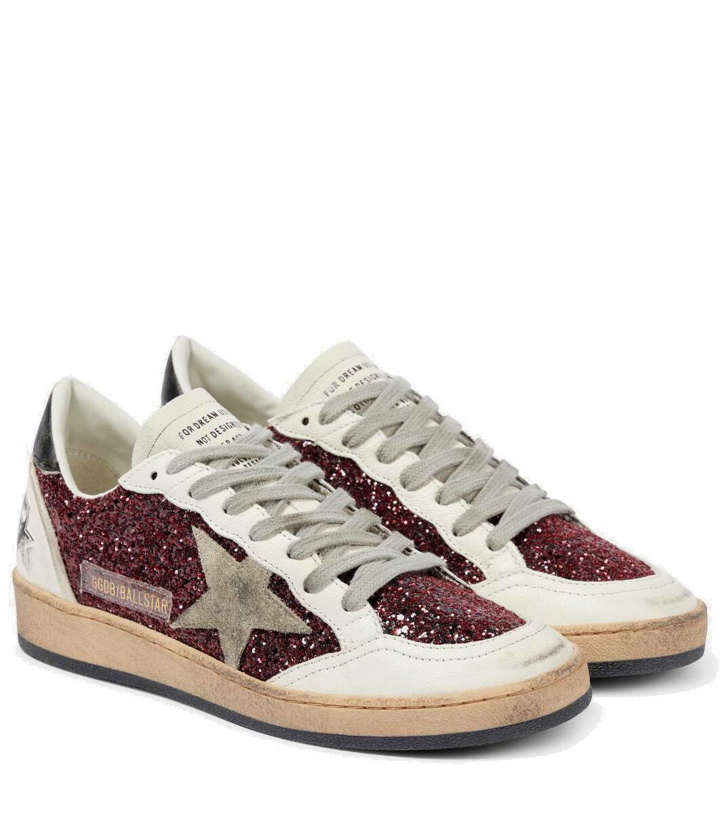 Photo: Golden Goose Ball-Star leather-trimmed glitter sneakers