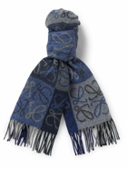 Loewe - Fringed intarsia wool and cashmere-blend scarf