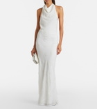 Staud Roselle beaded halterneck organza maxi dress