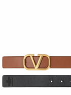 VALENTINO GARAVANI - 4cm Reversible V Logo Leather Belt