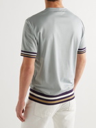 Giorgio Armani - Striped Cotton-Jersey T-Shirt - Gray