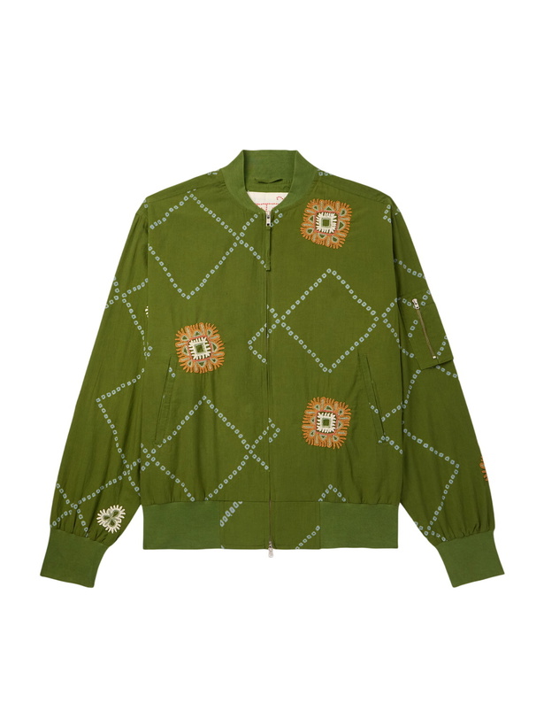 Photo: Kardo - Embroidered Printed Cotton Jacket - Green