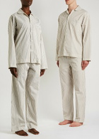 Tekla Unisex Striped Poplin Pyjama top White