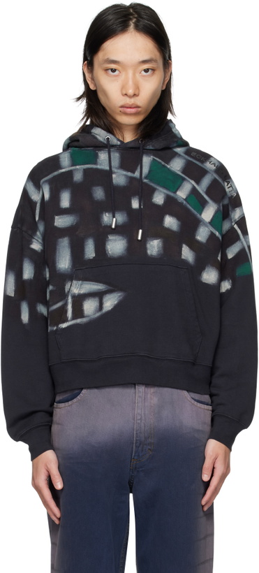 Photo: Eckhaus Latta Navy Sprayed Hoodie