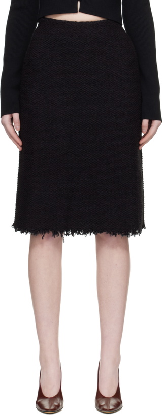 Photo: Jil Sander Black Frayed Edge Midi Skirt