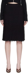 Jil Sander Black Frayed Edge Midi Skirt