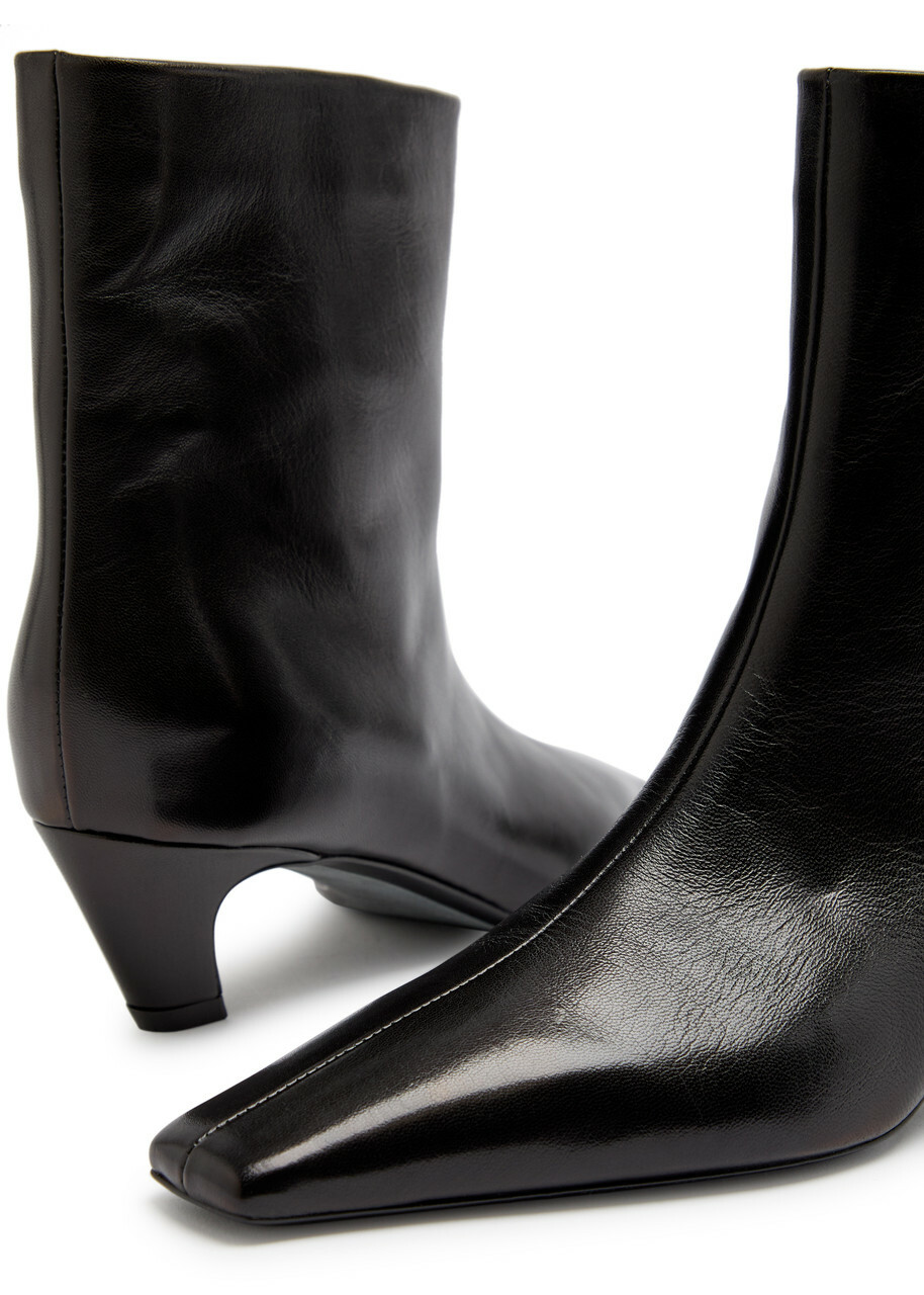 Khaite Arizona 50 Leather Ankle Boots Black