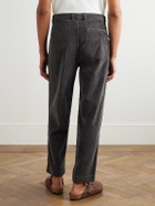 Folk - Signal Straight-Leg Pleated Cotton-Corduory Trousers - Black