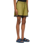 Dries Van Noten Green Mesh Overlay Shorts