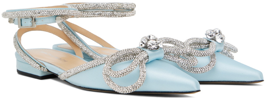 MACH & MACH Blue Double Bow Ballerina Flats