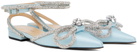 MACH & MACH Blue Double Bow Ballerina Flats