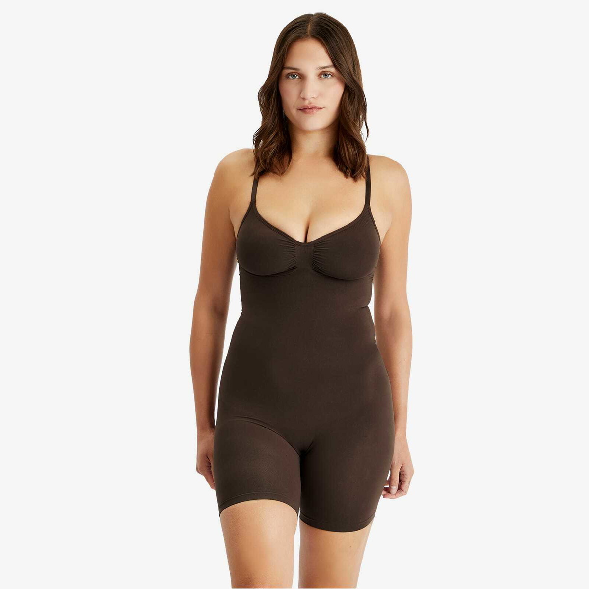 TW-Bodysuit CHOCOLATE Mサイズ（新品、未使用） SKIMS Women's Seamless Sculpt Bodysuit Mid-Thigh W/ Open