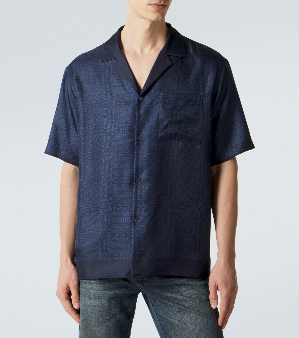 Gucci Interlocking G silk twill bowling shirt
