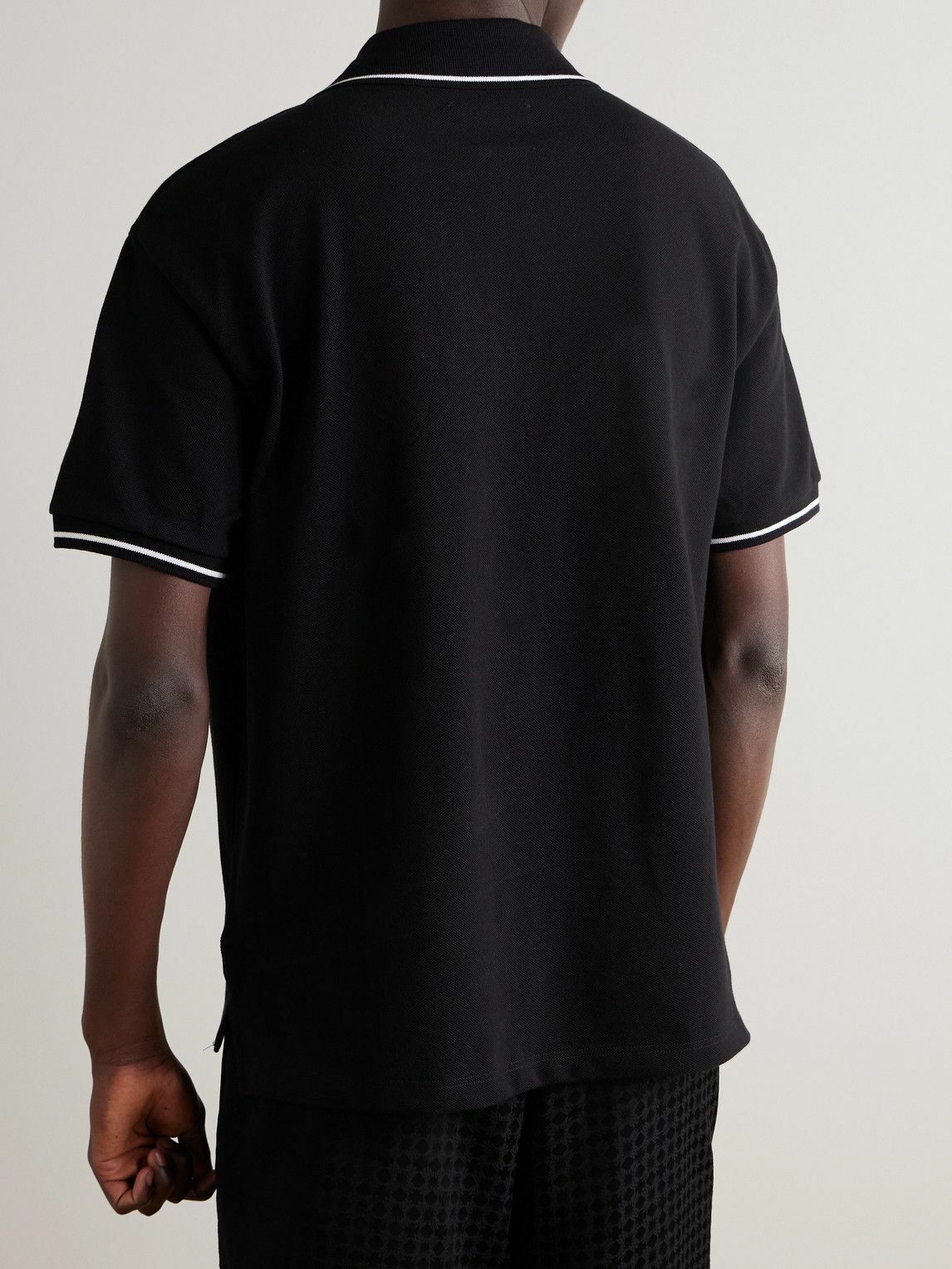 AMIRI - Logo-Embroidered Cotton-Piqué Polo Shirt - Black