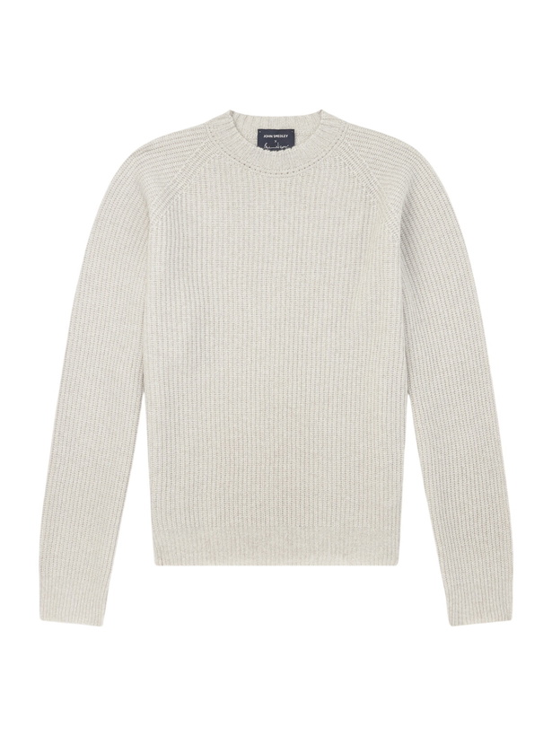 Photo: John Smedley - Bill Nighy Cashmere and Wool-Blend Sweater - Neutrals