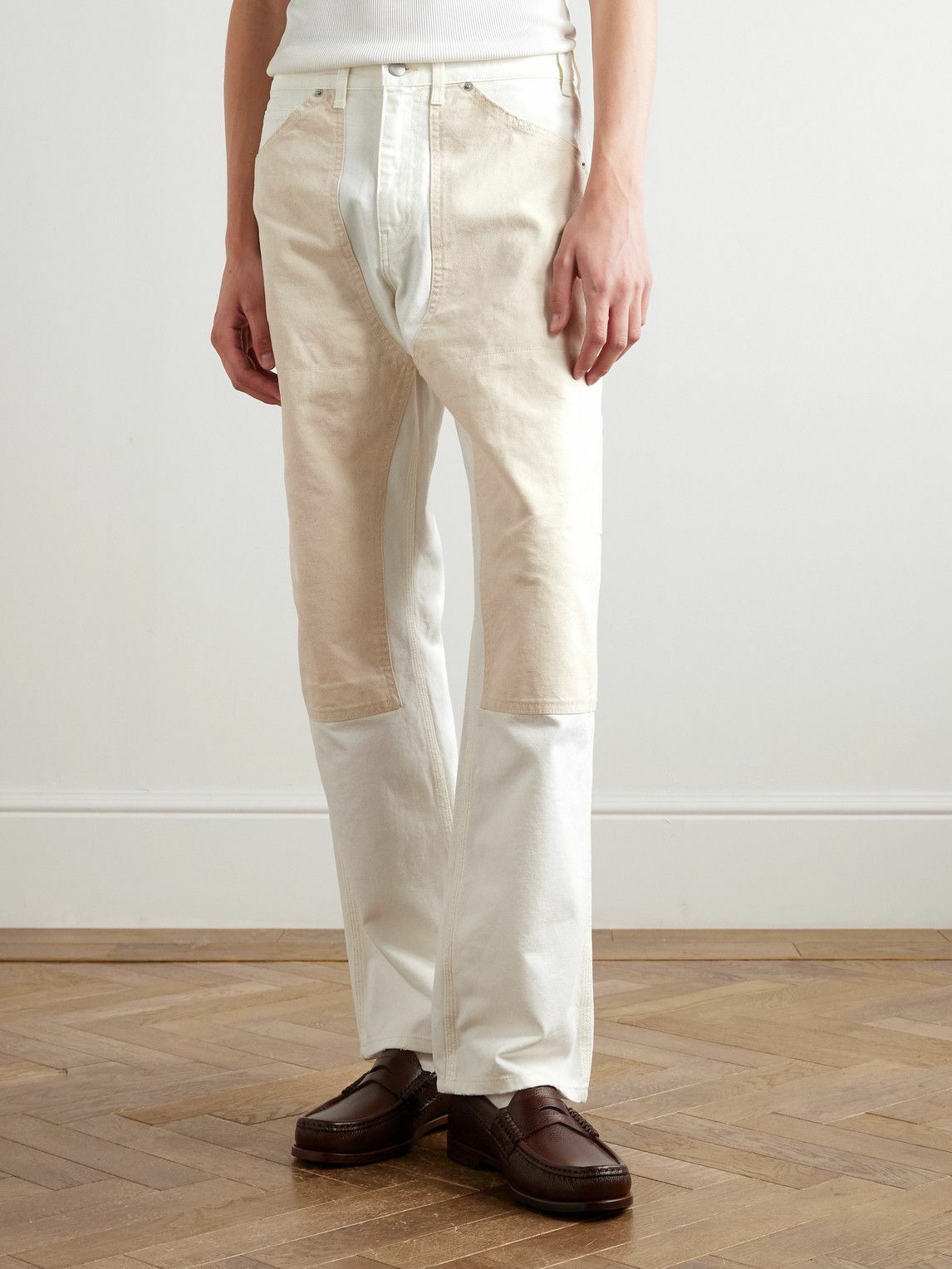 Cherry Los Angeles - Straight-Leg Double-Knee Cotton-Canvas Trousers - Neutrals