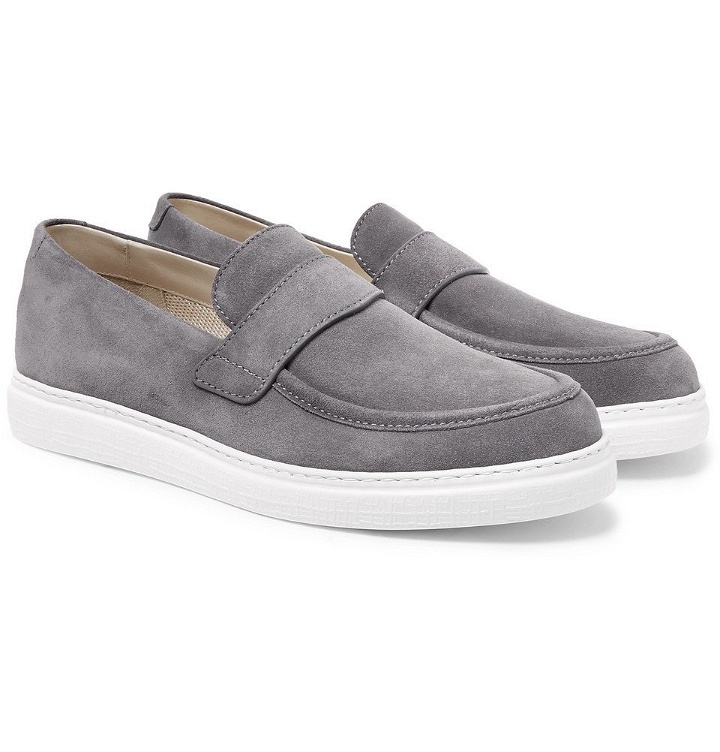 Photo: Canali - Suede Penny Loafers - Gray