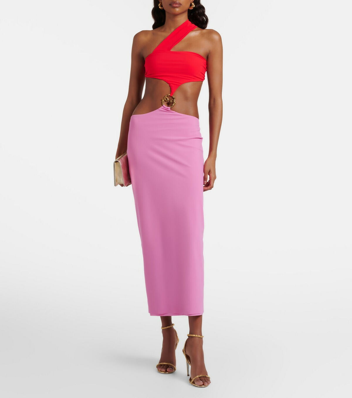 Roberto Cavalli Cutout one-shoulder midi dress