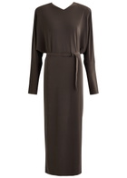 Norma Kamali Belted Stretch-jersey Maxi Dress Dark Brown