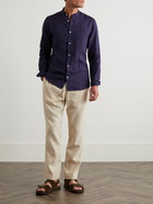 Frescobol Carioca - Jorge Grandad-Collar Linen Shirt - Blue