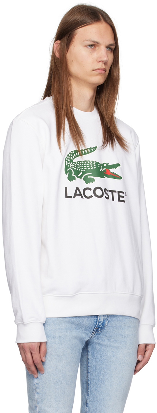 Lacoste White Crocodile Print Sweatshirt
