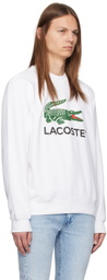 Lacoste White Crocodile Print Sweatshirt