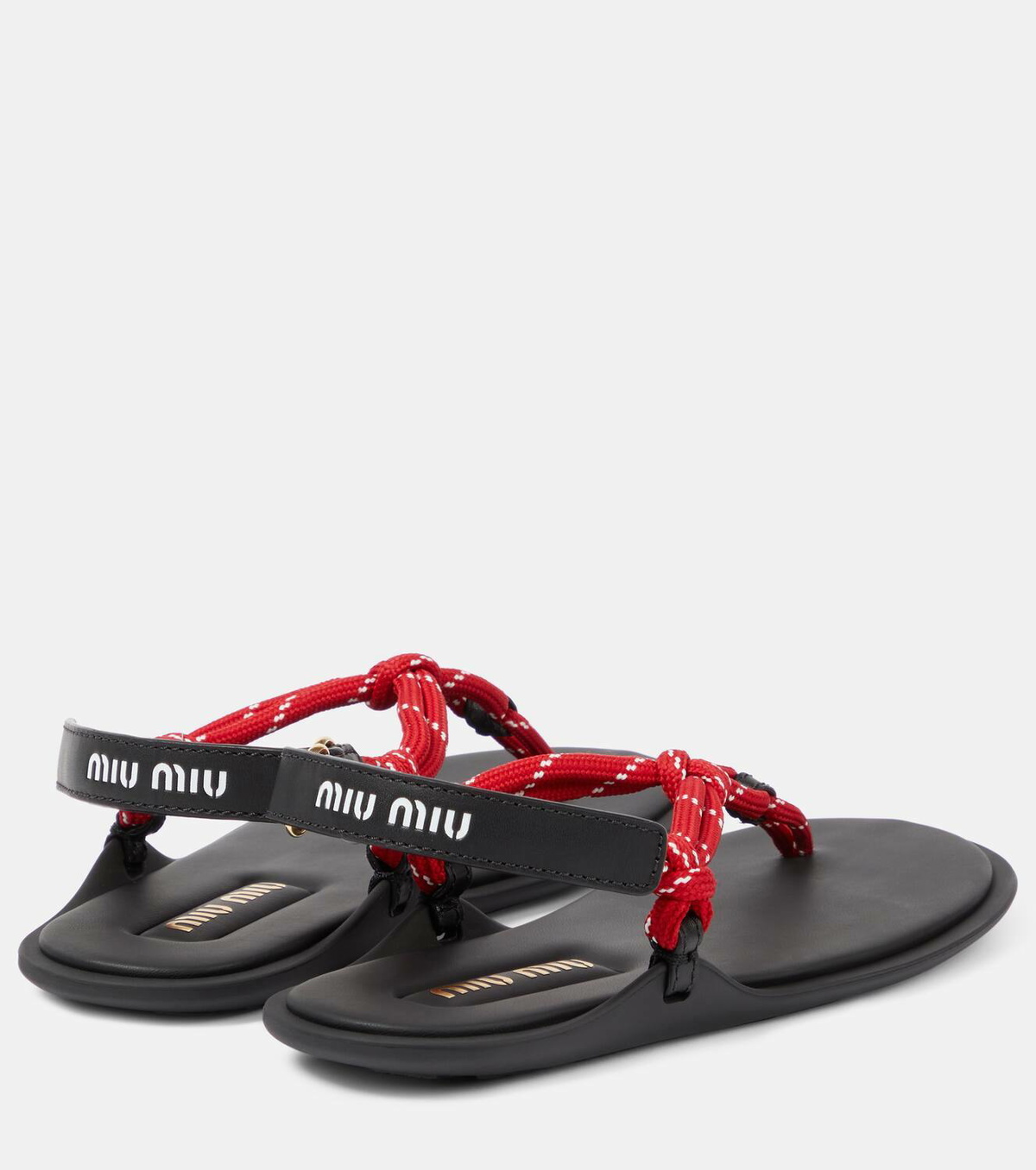 Miu Miu Riviere leather-trimmed thong sandals Miu Miu