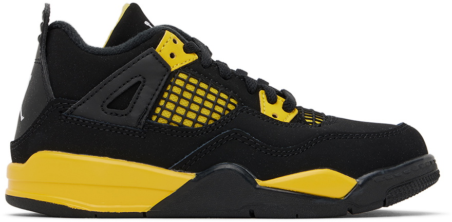 Nike Jordan Kids Black & Yellow Jordan 4 Retro Thunder Big Kids ...