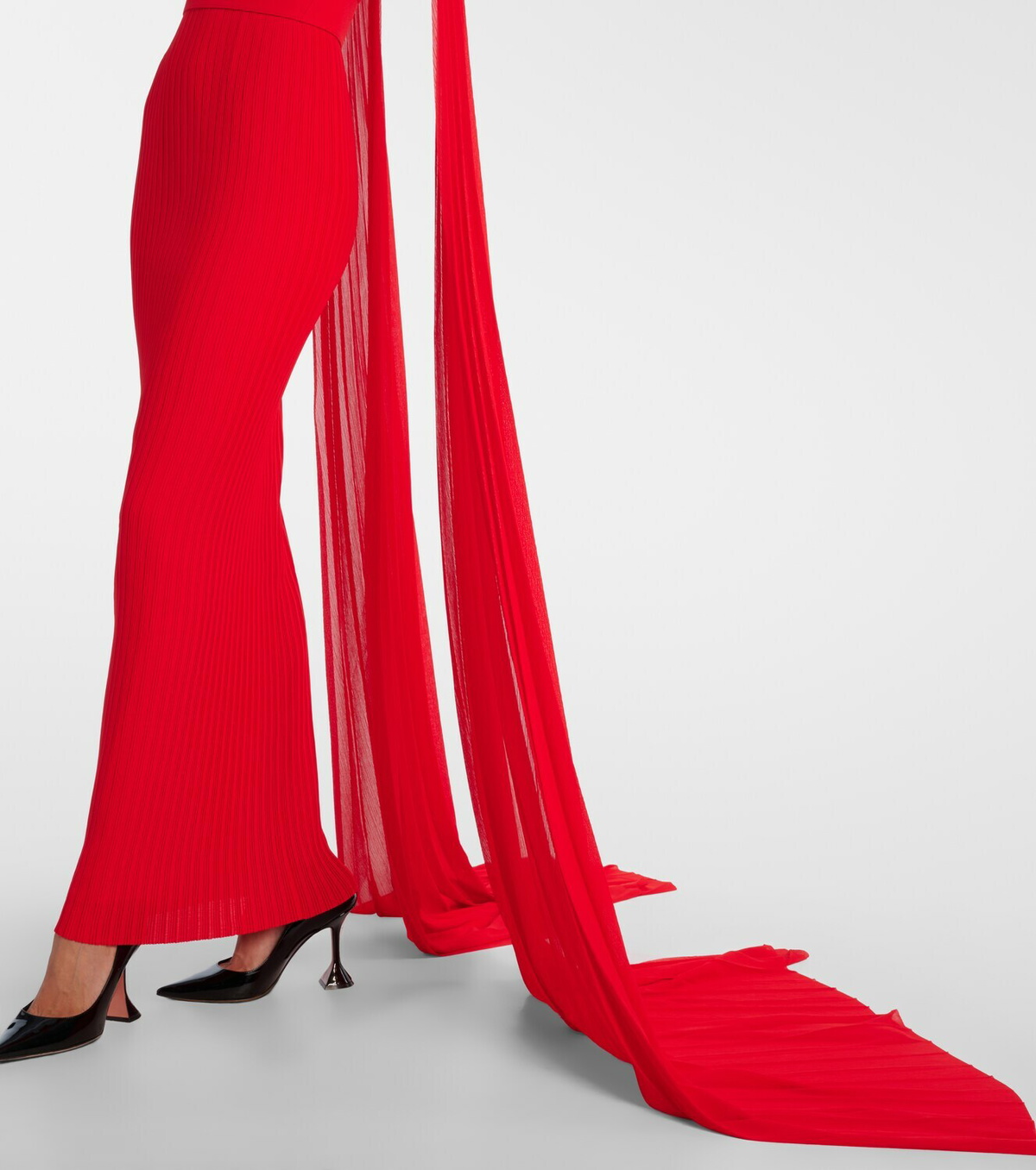 Solace London Tavia caped pleated gown