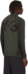 Y-3 Khaki & Black Half-Zip Long Sleeve T-Shirt