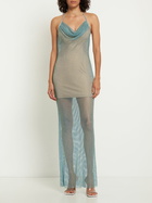 SELF-PORTRAIT - Hotfix Fishnet Cowl Neck Maxi Dress