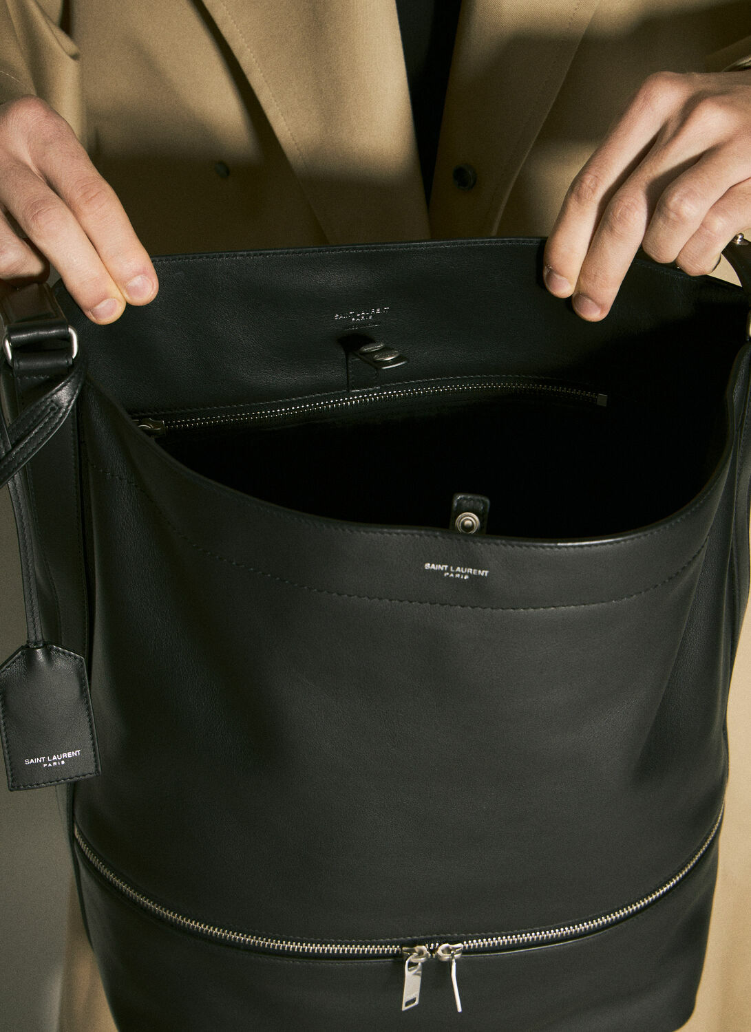 Saint Laurent Leather Hobo Tote Bag