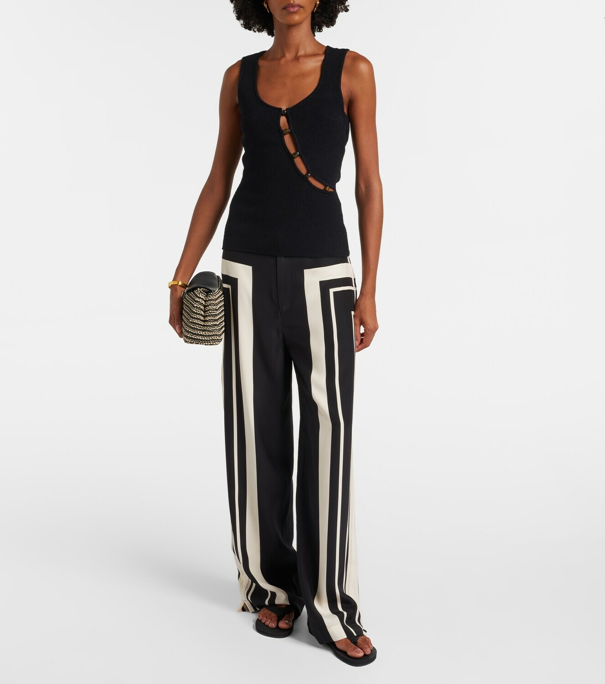 SIR Chiara cutout cotton-blend bouclé tank top