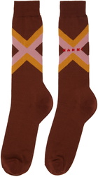 Marni Brown Micro Argyle Socks