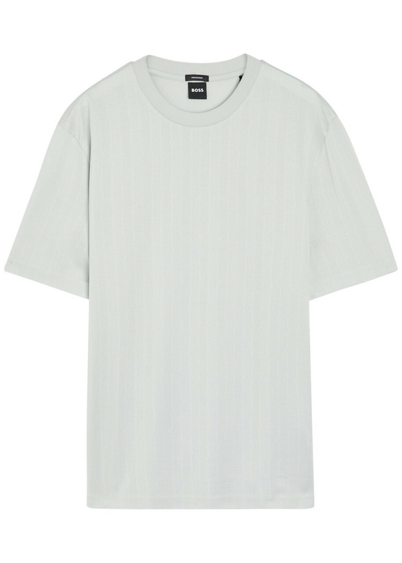 Photo: Boss Textured-knit Cotton T-shirt Light Blue