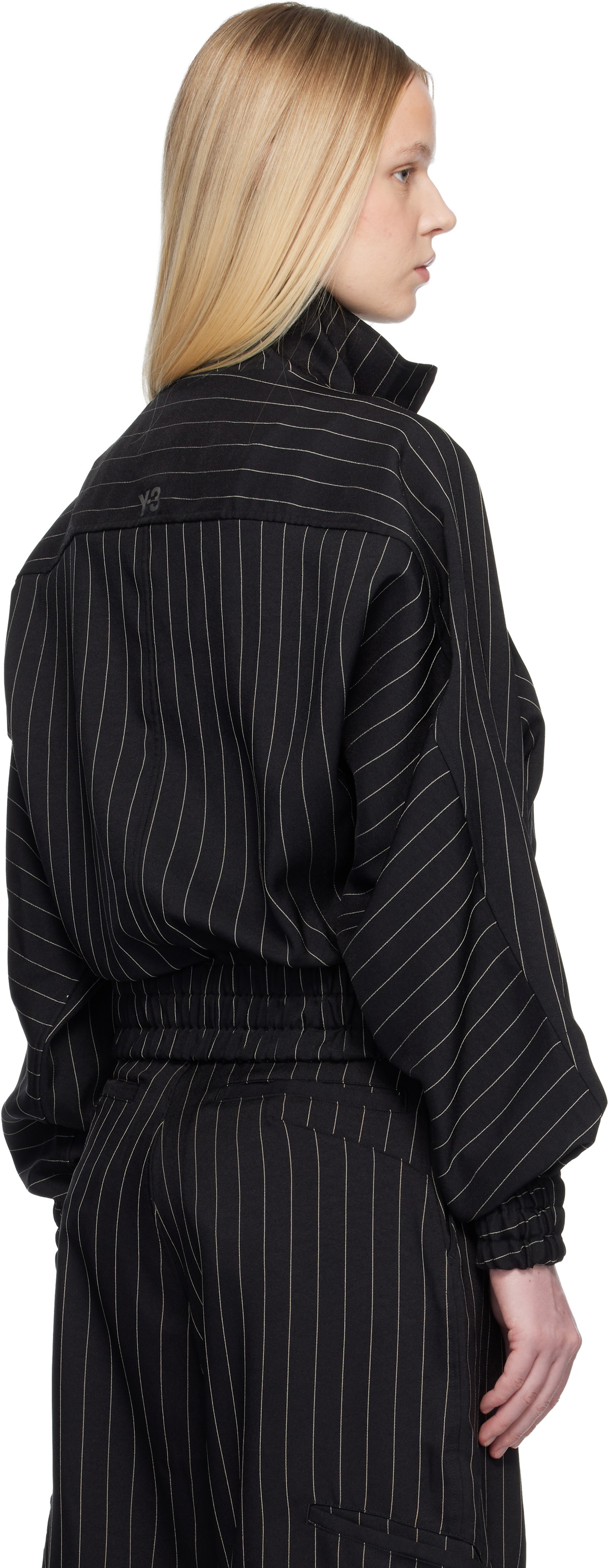 Y-3 Black Pinstripe Sport Uniform Blouson Jacket
