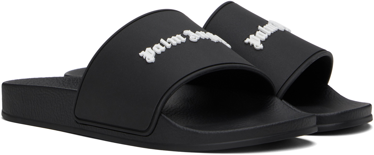 Palm Angels Black Logo Pool Slides