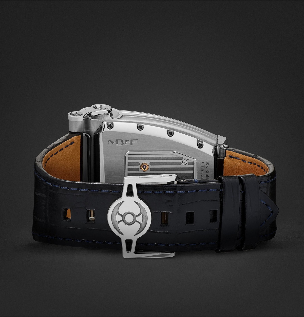 MB&F - HM8 Can-Am Automatic 51.5mm White Gold, Titanium and Croc-Effect Leather Watch - Blue