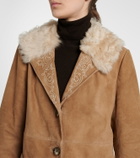 Rixo Cienna embroidered suede coat