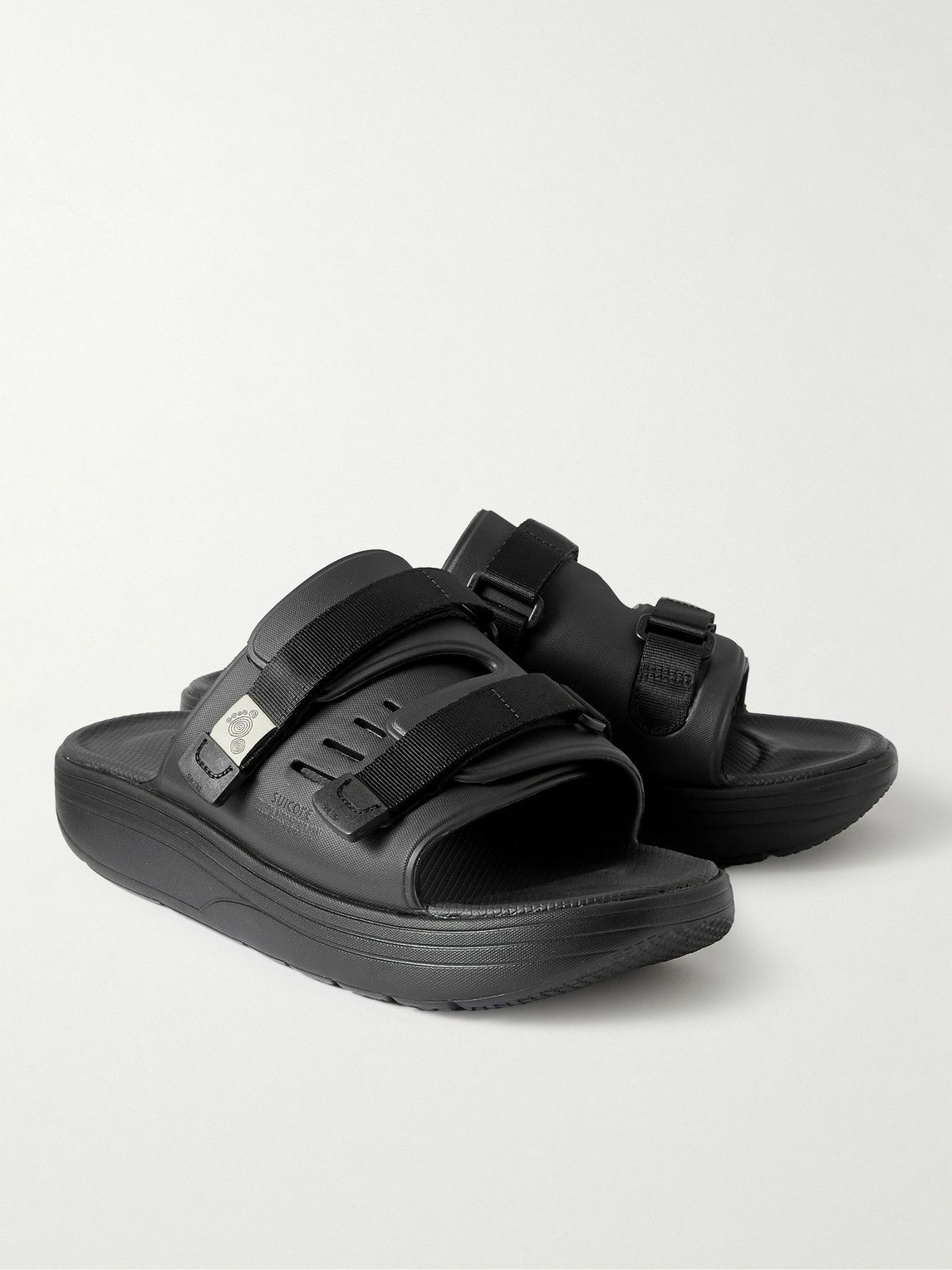 Suicoke Webbing Trimmed Rubber Slides Black Suicoke