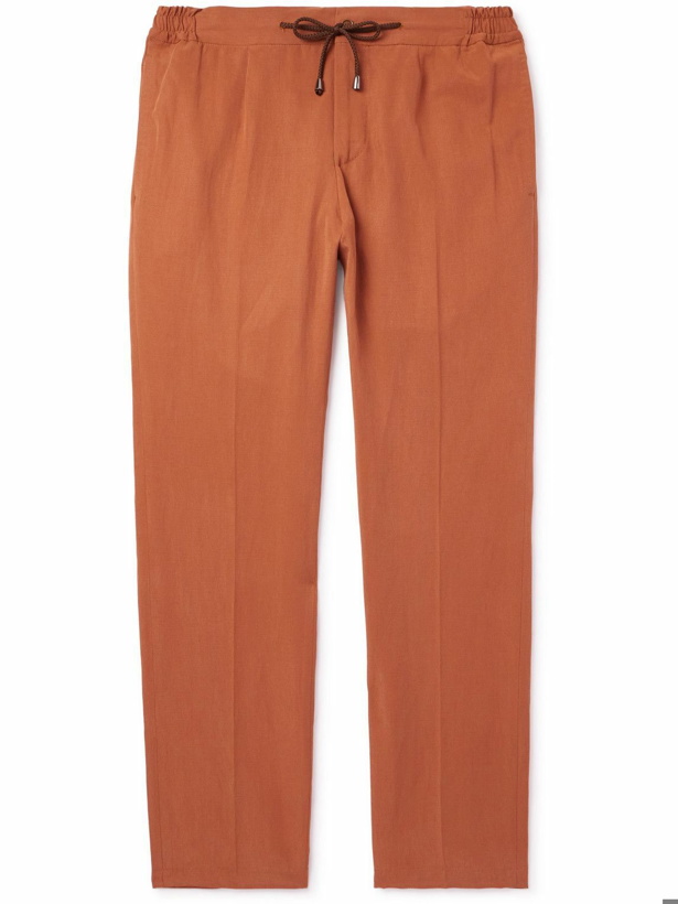 Photo: De Petrillo - Straight-Leg Lyocell, Linen and Cotton-Blend Drawstring Suit Trousers - Red