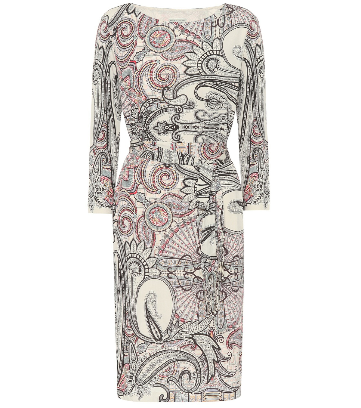 Paisley Belted Crepe Dress for Women