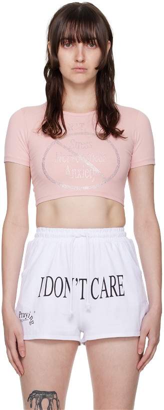 Photo: Praying SSENSE Exclusive Pink 'I Don't Care' T-Shirt