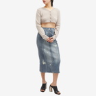 Acne Studios Women's Printed Denim Midi Skirt in Denim Blue
