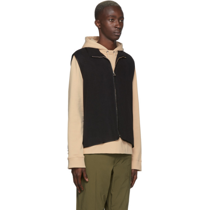 LHomme Rouge Black Tencel Zip-Up Vest