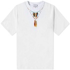 Marcelo Burlon Men's Feather Necklace T-Shirt in White/Red