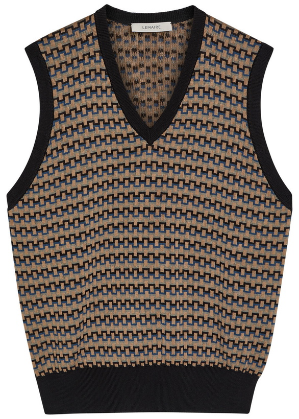 Photo: Lemaire Patterned V-neck Cotton-knit Vest Multicoloured 1