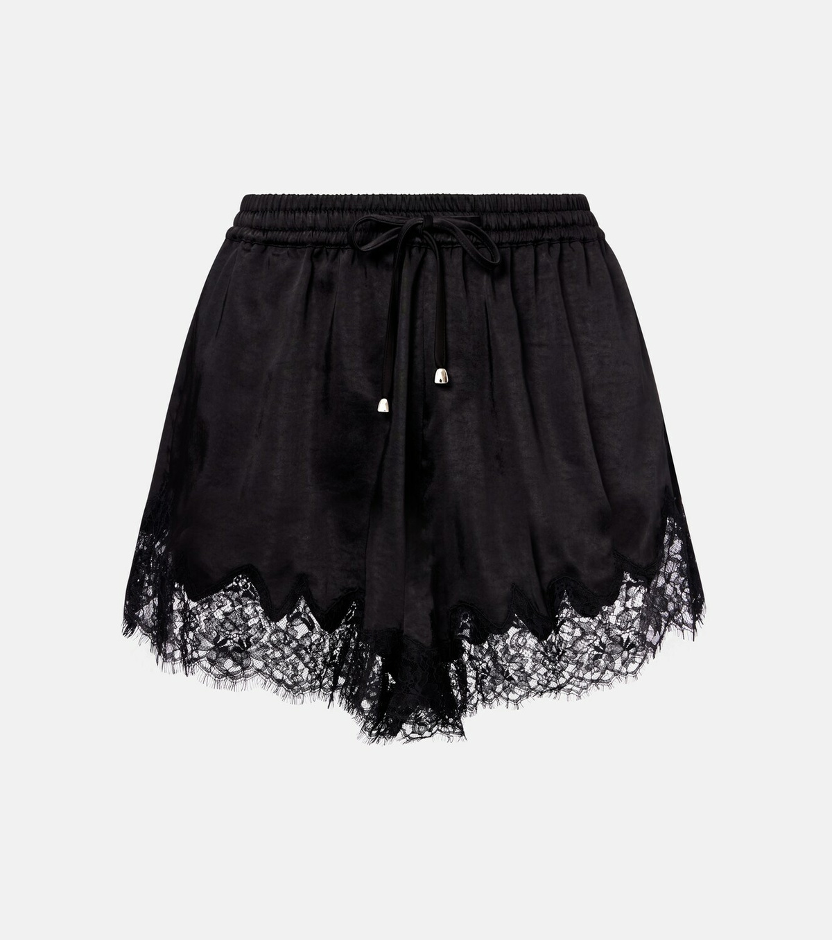 Self-Portrait Lace-trimmed satin shorts