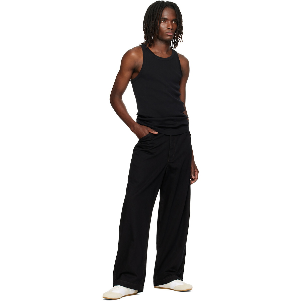 LEMAIRE Black Ribbed Jersey Tank Top