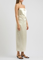 Nanushka Briar Crinkled Satin Midi Slip Dress Ecru